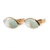 Pair of carved stone-set and 14k gold cufflinks