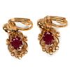 Pair of ruby and 14k gold earrings