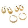 Three pairs of 14k gold earrings