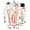 Collection of beaded, costume jewelry & accessories