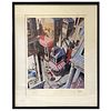 Lithograph Michelin Man Numbered City Scene