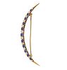 14K Gold Pearl Blue Stone Crescent Brooch Pin