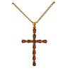 18k Gold Garnet Cross Pendant Necklace