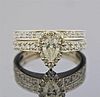 14k Gold Diamond Bridal Engagement Ring Set