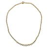 14k Gold Clear Stone Riviera Necklace 