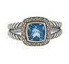 David Yurman Albion Silver Diamond Blue Topaz Ring