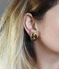 David Webb Ruby Cabochon Gold Earrings