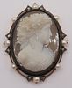 JEWELRY. Signed French 18kt Gold Cameo Brooch.