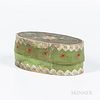 Small Green-painted and Floral-decorated Oval Trinket Box