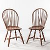 Near Pair of Braced Bow-back Windsor Chairs