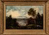Hudson River School, Late 19th Century      River Scene with Mountains