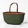 Green-painted Cloth-lined Nantucket Basket