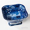 Staffordshire Historical Blue Transfer-decorated "Landing of Lafayette" Square Serving Bowl