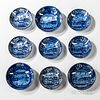 Nine Small Staffordshire Historical Blue Transfer-decorated "Landing of Lafayette" Dishes