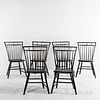 Set of Six Black-painted Turned Birdcage Windsor Chairs