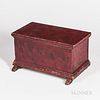 Miniature Red-painted Pine Shoe-foot Blanket Chest