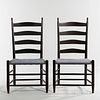 Pair of Shaker Production "No. 5" Black-stained Shaker Chairs