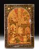 19th C. Qajar Painted Wood Mirror Case