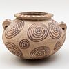 Egyptian Pre-Dynastic Painted Buffware Bowl with Lug Handles