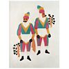 CARLOS MÉRIDA Dos hombres de Ocotoxco vestidos de moros, de la carpeta Carnival in Mexico, 1940. Firmada. Litografía