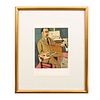 HENRI MATISSE. Portrait du peintre Firmada en plancha Litografía. Con certificado. Enmarcado. 23 x 20 cm