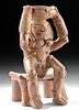 Rare Sinu Pottery Female Seated Bench Figure