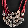 Four Stranded Ecuadorean Pottery Spindle Whorl Necklace