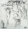 Suzanne Valadon (Fr. 1865-1938)     -  "Bathers" 1904   -   Etching and aquatint on BFK Rives paper, framed under glass