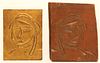 Walt Kuhn (Am. 1877-1949)     -  Figure Study   -   Gilt cast bronze plaque and original carved wood negative