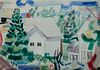 Henry Kallem (Am. 1912-1985)     -  Houses on Monhegan, 1950   -   Watercolor on paper, framed under glass