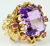 FABULOUS 14KT Y GOLD AMETHYST COCKTAIL RING