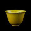 ANTIQUE CHINESE YELLOW GROUND PORCELAIN WINE CUP