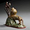 Painted Cast Iron Mechanical "Lion and Two Monkeys" Bank