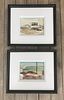 Pair of watercolor paintings “Hither Creek Boat Yard“ attributed to Nantucket artist John Austin (1918 – 2000) - Courtesy of Paul Madden Antiques