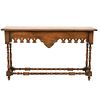Console table. 20th century. Carved in wood. With rectangular top and compound shafts.