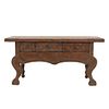 Console table. 20th century. Carved in wood. Rectangular cover, 3 drawers with knob-type handles.