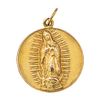 Medalla rellena con chapa en oro de 10k. Imagen de Virgen de Guadalupe y Sagrado corazon de Jesús. Peso: 8.5 g.