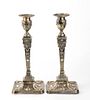 A pair of English sterling silver candlesticks - London 1901, William Hutton & Sons Ltd