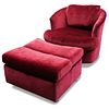 Mid Century Red Velvet Chair