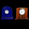 Two (2) Baccarat Miniature Crystal Clocks
