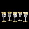 Five (5) Saint-Louis "Thistle Gold" Water Glasses