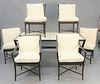 Richard Frinier for Century seven-piece outdoor patio set to include granite top table, 44" x 72" along with two armchairs and four side chairs all wi