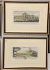 Twelve piece lot to include set of eight Sam and Nathan Buck engravings of British castles, plate size 7 3/4" x 14 3/4": Hurst, Buckden, Hornby, Sudel