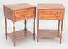 Pair of inlaid side tables each having two drawers, ht. 25", top 14" x 18".
