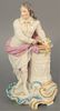 Chelsea porcelain figure of man at a pedestal, marked with red anchor mark, hand and letter repaired, ht. 11 3/4".