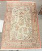 Silk Oriental throw rug, 3' 6" x 4'.