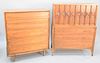 Two Mid-Century tall chests, one having five drawers, ht. 46" along with one having two doors over three drawers, ht. 52".