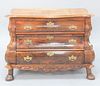 Bombe-style three drawer chest, ht. 29", top 16 1/2" x 38".
