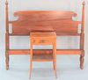 Two-piece lot Margolis mahogany double bed, ht. 51" along with a night table.