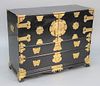 Chinese-style brass band chest having two drawers over three drawers with fitted interior, ht. 38", wd. 48".